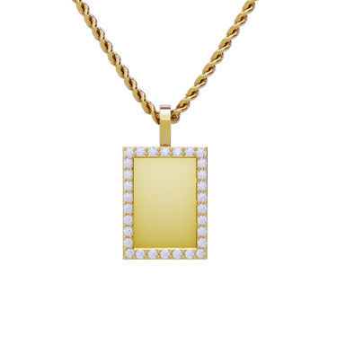 14k Yellow Gold Rectangle Shaped Diamond Memory Charm Pendant 0.70 Cwt.